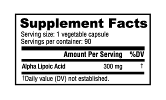 NutraBio ALA (Alpha Lipoic Acid) 300mg 90 Capsules