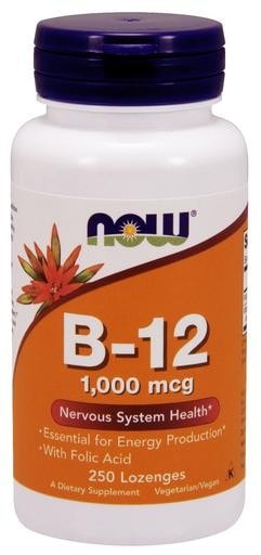 NOW Foods B-12 Chewables 1000mcg with Folic Acid 250 Lozenges - AdvantageSupplements.com