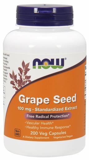 NOW Foods Grape Seed 100mg 200 Veggie Caps - AdvantageSupplements.com