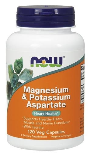 NOW Foods Magnesium & Potassium Aspartate 120 Veggie Caps - AdvantageSupplements.com