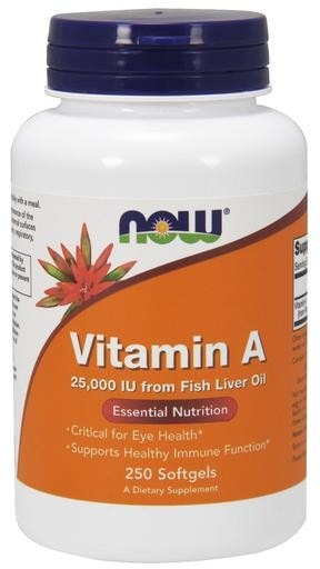 NOW Foods Vitamin A 25000IU 250softgels - AdvantageSupplements.com