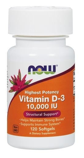 NOW Foods Vitamin D-3 10000IU 120softgels - AdvantageSupplements.com