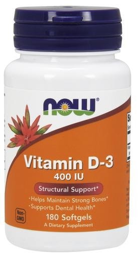 NOW Foods Vitamin D-3 400IU 180softgels - AdvantageSupplements.com