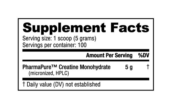 NutraBio Creatine Monohydrate 500 grams (100 servings)
